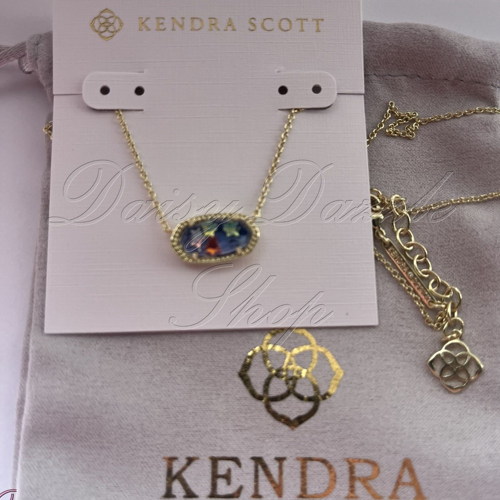 Kendra Scott Elisa Gold Short Pendant Necklace Red White Blue Illusion New ✨ - Picture 6 of 8